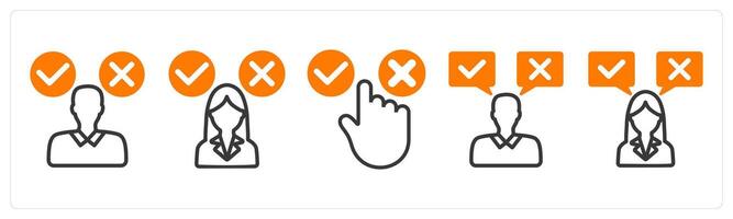 Set of five business icons as decision making confusion, decision, option vector