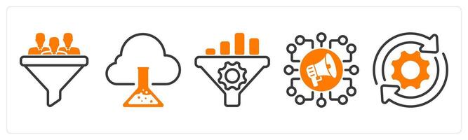 Set of five business icons as conversion rate, cloud research, seo conversion rate vector
