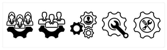A set of five business icons as expert team, business support, technical support vector
