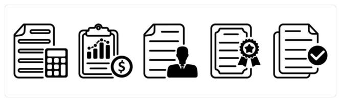 A set of five business icons as calculation, cost statement, employee details vector