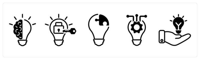 A set of five business icons as smart idea, problem fix, creative solution vector