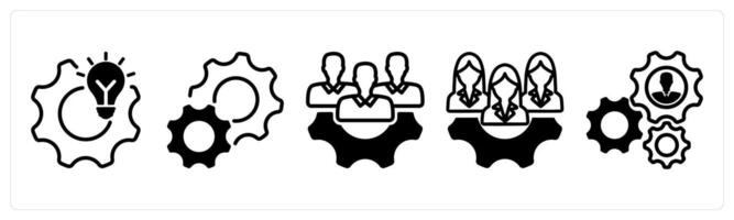 A set of five business icons as idea development, settings, expert team vector