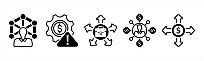 A set of five business icons as abilities, business risk, job opportunity vector