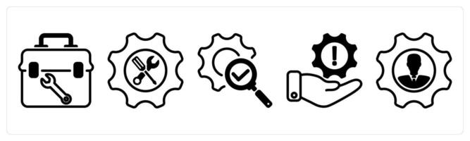 A set of five business icons as tool box, support, correction vector