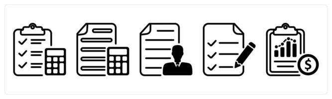A set of five business icons as tax, calculation, employee details vector
