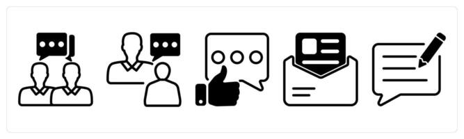 A set of five business icons as conversation, buisness talk, positive feedback vector