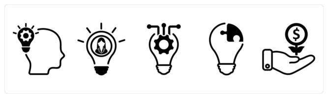 A set of five business icons as creative thinking, enterpreneur, idea vector