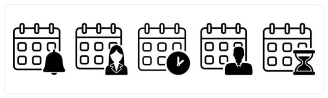 A set of five business icons as reminder, working schdeule, meeting schedule vector