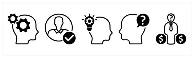 A set of five business icons as business thinking, account approved, creative thinking vector
