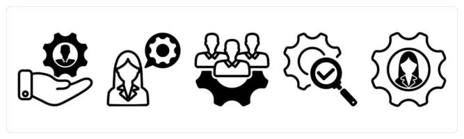A set of five business icons as human resource management, technical support, expert team vector