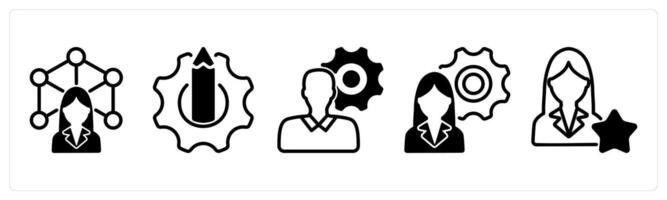A set of five business icons as abilities, engineering, business specialist vector