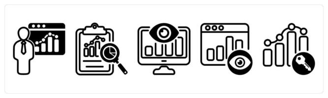 A set of five business icons as seo training, seo report, seo monitoring vector