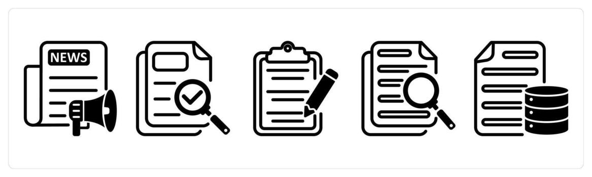 A set of five business icons as press release, proofreading, content editing vector
