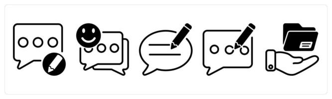 A set of five business icons as edit comment, smile feedback, feedback writing vector