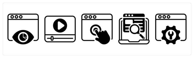 A set of five business icons as impression report, player, touch vector