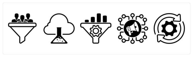 A set of five business icons as conversion rate, cloud research, seo conversion rate vector