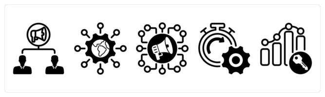 A set of five business icons as viral marketing, global technology, social campaign vector
