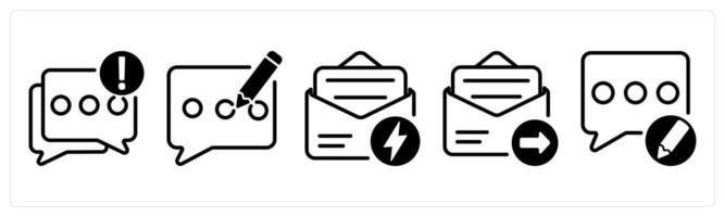 A set of five business icons as chat notification, blog, fast message, email send vector