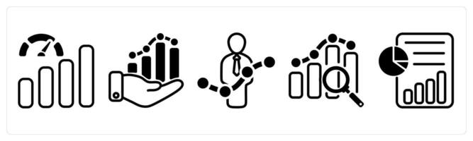 A set of five business icons as improve performance, business growth vector