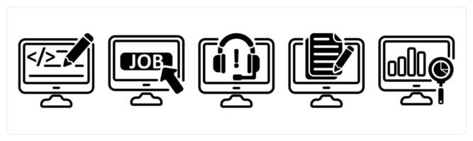 A set of five business icons as web designing, job apply, online support vector