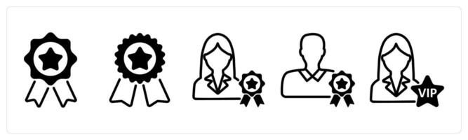 A set of five business icons as award badge, badge, premium member vector