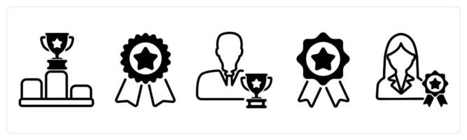 A set of five business icons as competition, badge, successful vector