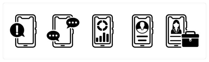 A set of five business icons as information app, communication, business app vector