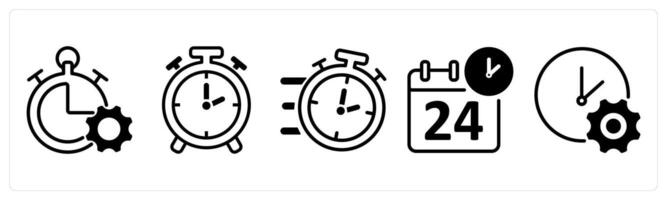 A set of five business icons as productivity, time, fast time vector