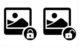 Image Lock and Image Unlock in black color vector