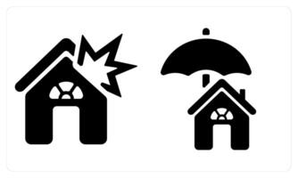 Home Explosion and Home Insurance in black color vector