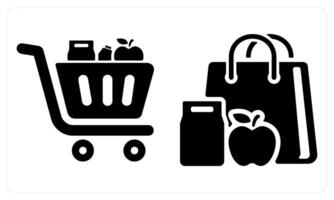 Grocery and Eatables in black color vector