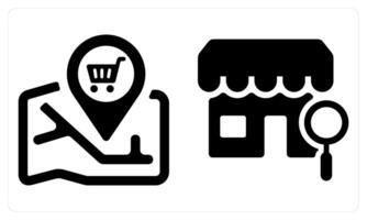 Store Location and Search Store in black color vector