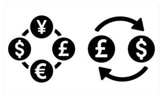 Currency Exchange and Money Conversion in black color vector