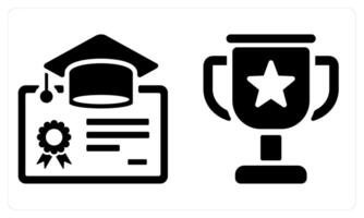 Certificate and Trophy in black color vector