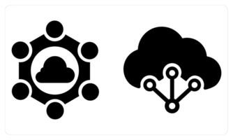 Cloud Connection and Cloud Computing in black color vector