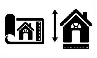 Home Dimensions and Home size in black color vector