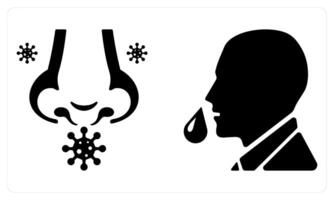 Allergy and Runny Nose in black color vector