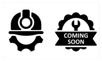 Under Construction and Coming Soon in black color vector