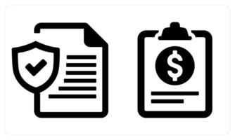 Insurance Policy and Insurance Claim in black color vector
