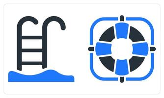 Swimming Pool and Life Saver in blue color vector