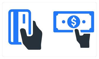 Card Payment and Cash Payment in blue color vector