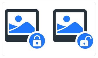 Image Lock and Image Unlock in blue color vector