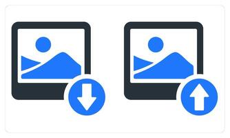 Download Image and Upload Image in blue color vector