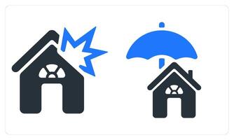Home Explosion and Home Insurance in blue color vector