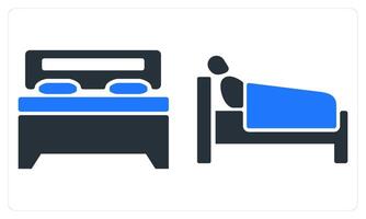 Bed and Rest in blue color vector
