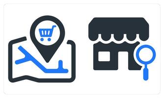 Store Location and Search Store in blue color vector