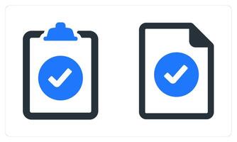 Checklist and Approved Document in blue color vector