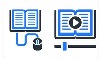 Online Study and E-Book in blue color vector