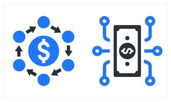Money Flow and Cash Flow in blue color vector