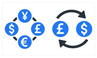 Currency Exchange and Money Conversion in blue color vector